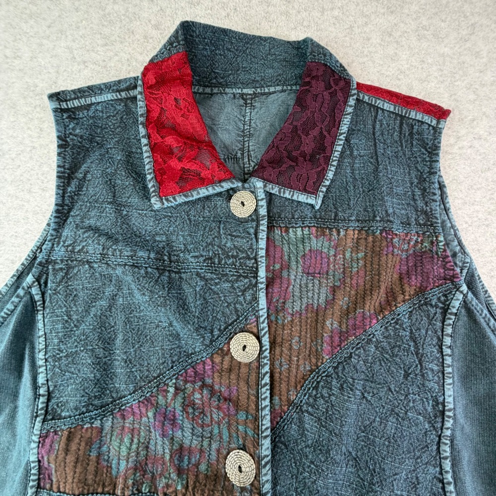Parsley & Sage Reversible Patchwork Lace Art to Wear‎ Boho Vest XL Festival - Picture 16 of 16
